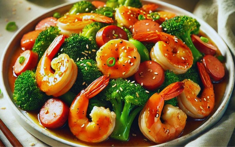 Honey Garlic Shrimp Sausage and Broccoli Recipe